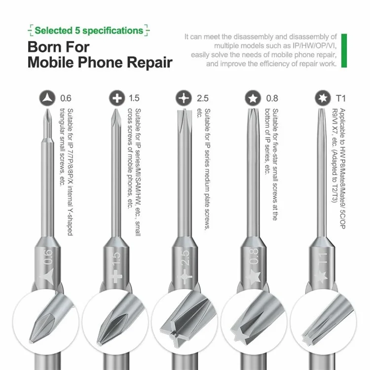 RELIFE RL-725 destornillador ajustable de 6 en 1 para teléfonos y tabletas, herramienta de alta precisión