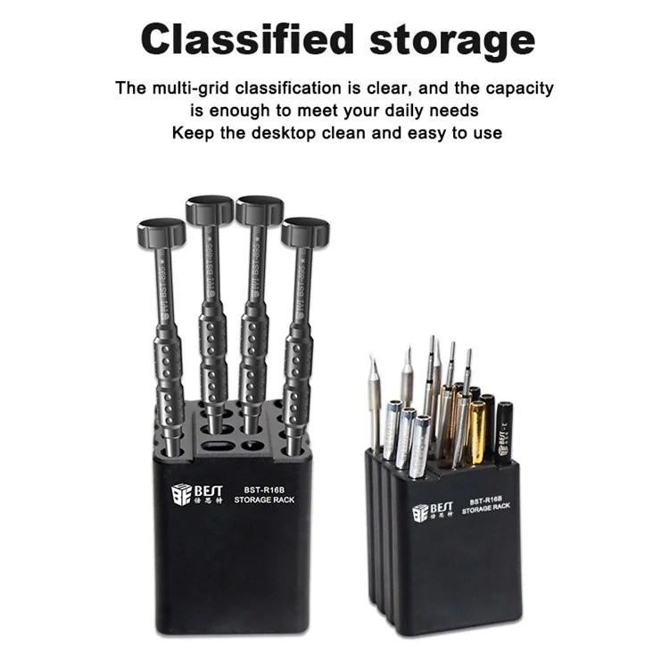 BEST BST-R16B 16 fori classificati Storage Box Soldering Iron Tips Organizzatore Riparazione telefono Supporto per gli strumenti
