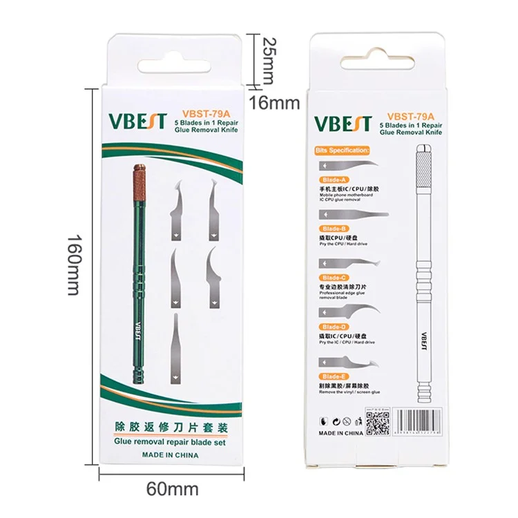 VBEST VBST-79A 5-in-1 CPU Pry Messer Kit Handy Motherboard Ic-chip-kleber Reparaturwerkzeug Entfernen