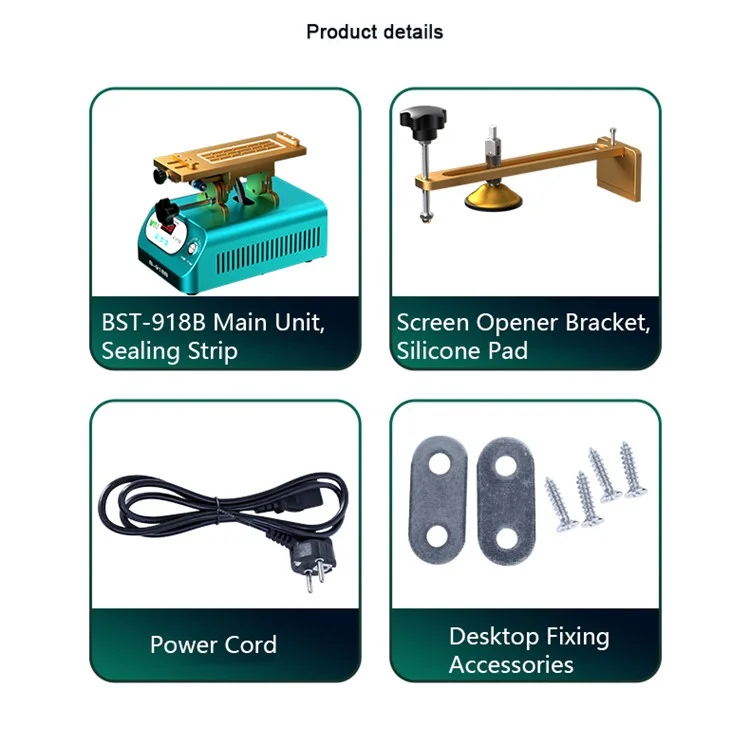 BST-B-918B LCD Screen Separator Machine with Suction Cup Rotary Screen Splitting Machine - EU Plug