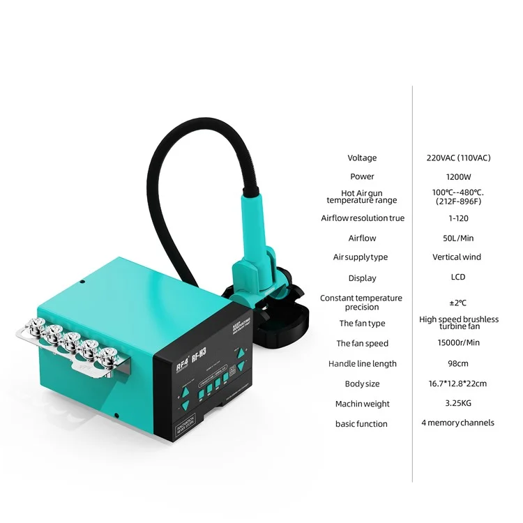 RF4 RF-H3 220V Digital Display Hot Air Gun Soldering Station for Phone PCB IC BGA Desoldering Repair