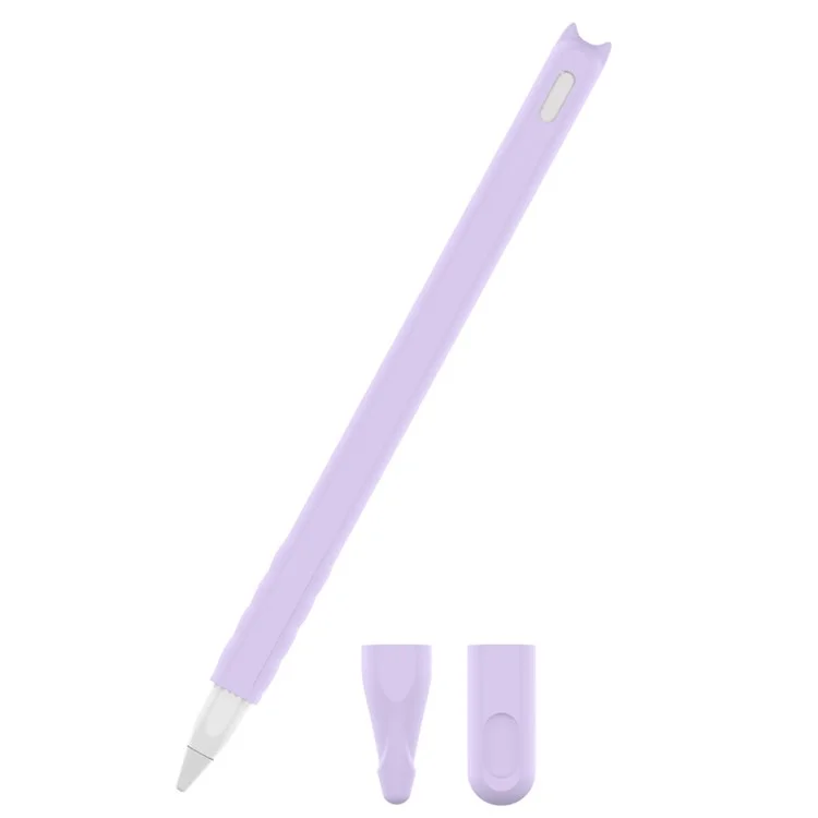 For Apple Pencil (2nd Generation) Soft Silicone Protective Pencil Case Wrap Cover Sleeve - Purple