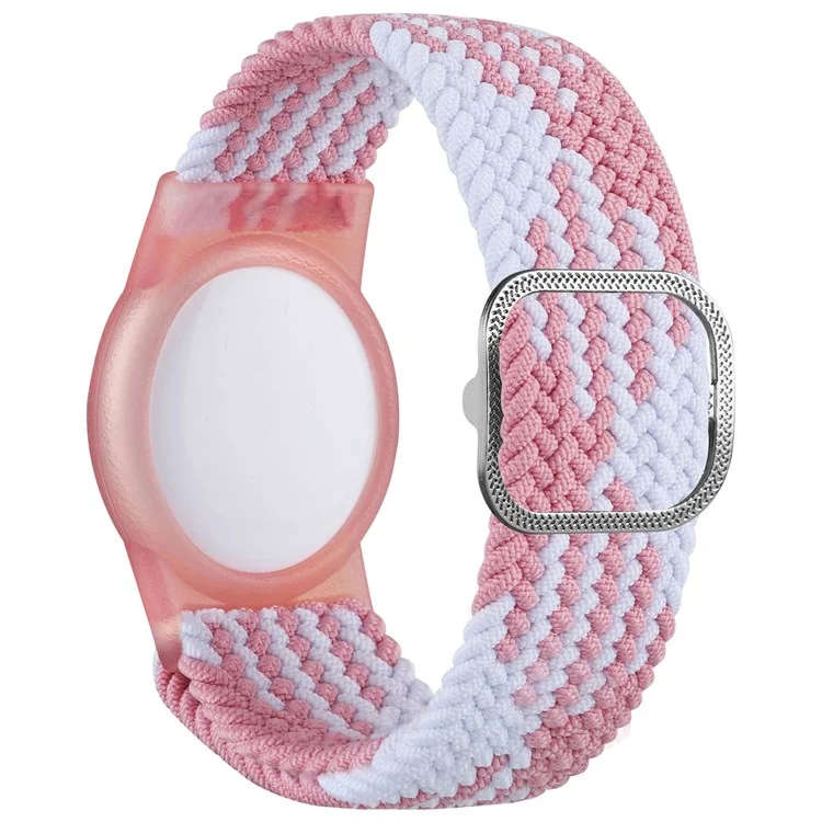 Pulseira Trançada para Apple AirTags, Capa Protetora Anti-Arranhões em TPU para Crianças - Rosa / Branco