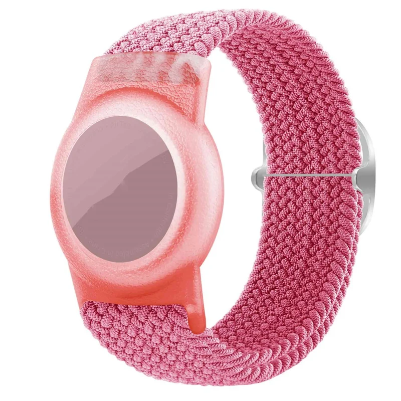Braided Wrist Band for Apple AirTags, Anti-scratch Protective TPU Cover Kids Strap - Pink