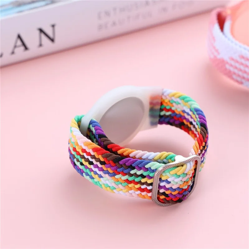 Braided Wrist Band for Apple AirTags, Anti-scratch Protective TPU Cover Kids Strap - Pink
