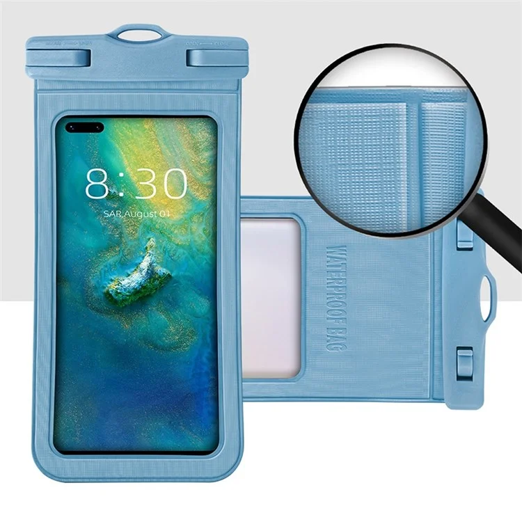 IPX8 Waterproof Phone Case Transparent Dry Bag with Lanyard for Mobile Phones Below 7inch - Black
