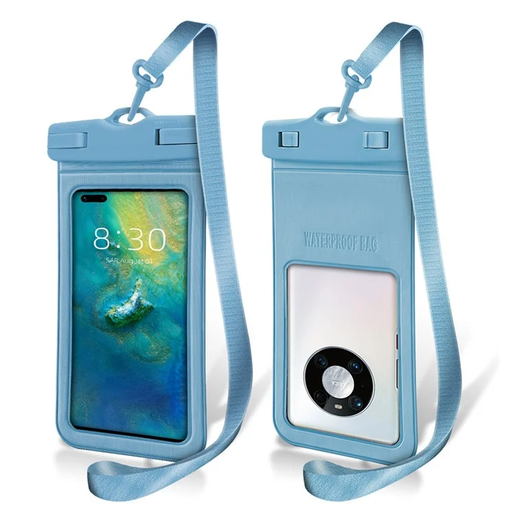 IPX8 Waterproof Phone Case Transparent Dry Bag with Lanyard for Mobile Phones Below 7inch - Black