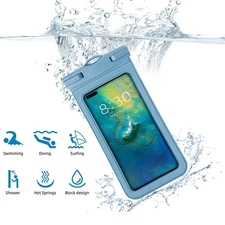 IPX8 Waterproof Phone Case Transparent Dry Bag with Lanyard for Mobile Phones Below 7inch - Black