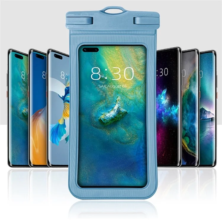 IPX8 Waterproof Phone Case Transparent Dry Bag with Lanyard for Mobile Phones Below 7inch - Black