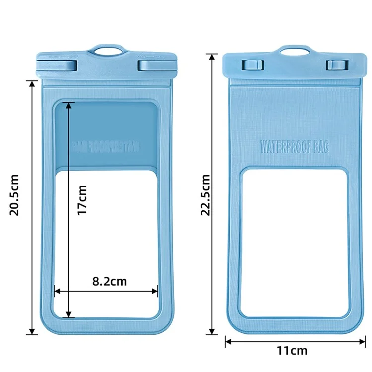 IPX8 Waterproof Phone Case Transparent Dry Bag with Lanyard for Mobile Phones Below 7inch - Black