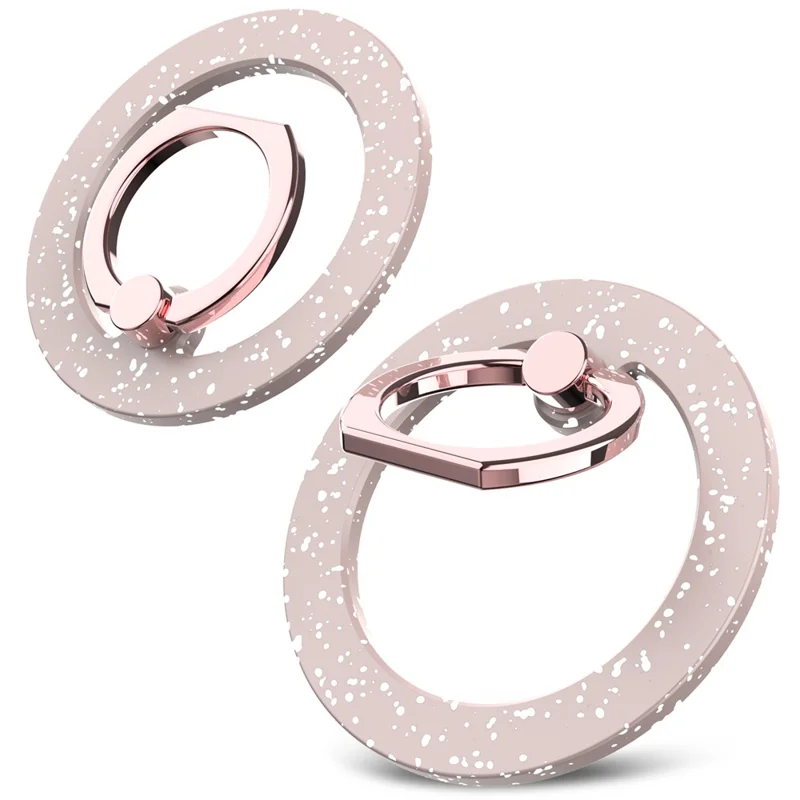 A646 Magnetic Phone Ring Kickstand 360 Degree Rotation Round Finger Ring Grip Holder - Pink