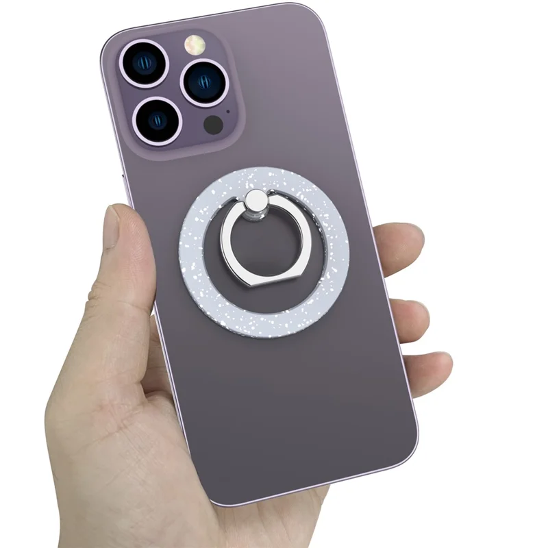 A646 Magnetic Phone Ring Kickstand 360 Degree Rotation Round Finger Ring Grip Holder - Light Grey
