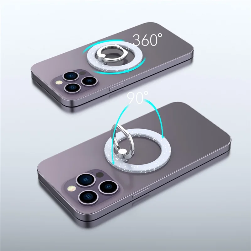 A646 Magnetic Phone Ring Kickstand 360 Degree Rotation Round Finger Ring Grip Holder - Light Grey