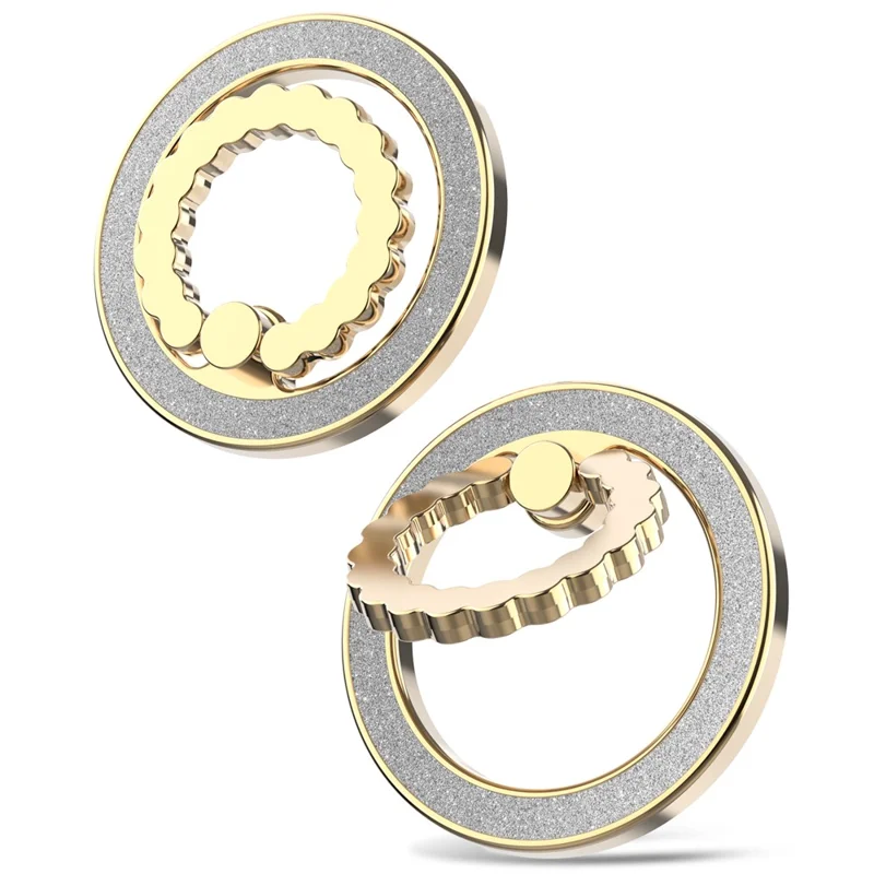 A677 Magnetic Finger Ring Kickstand Rotation Metal Phone Grip Stand - Gold