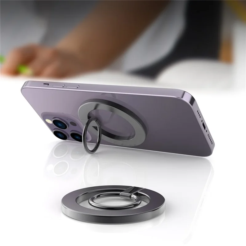 A675 Magnetic Phone Ring Holder for Cell Phone Grip Stand Finger Ring Kickstand - Black