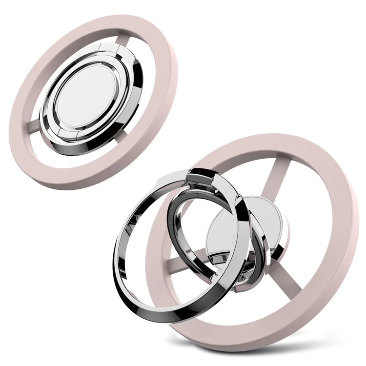 A561 Magnetic Phone Kickstand 360 Degree Rotation Foldable Phone Ring Holder - Pink