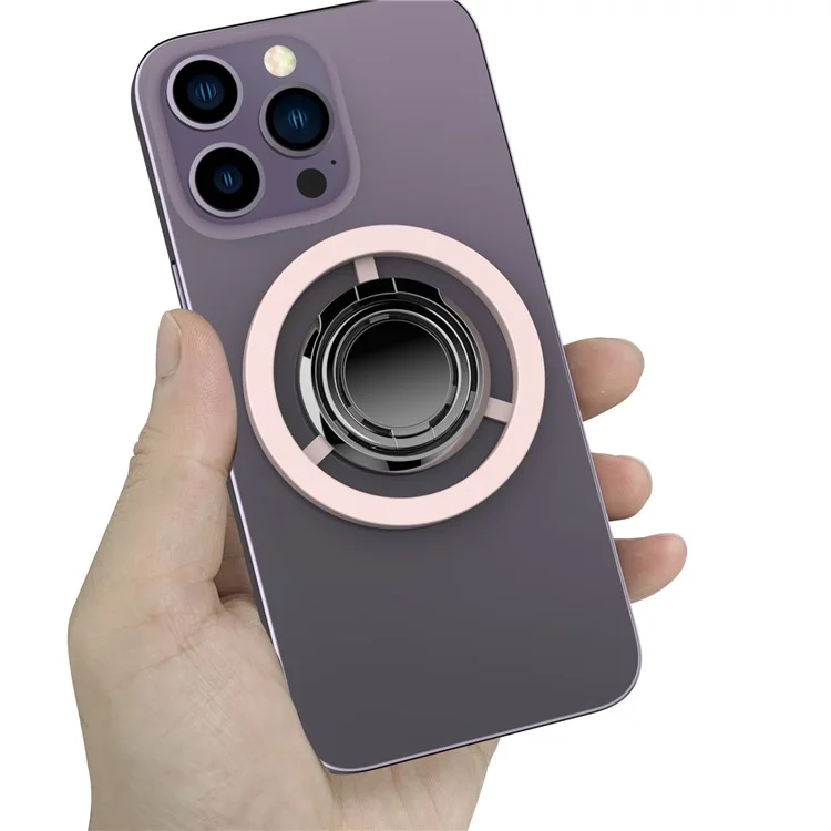A561 Magnetic Phone Kickstand 360 Degree Rotation Foldable Phone Ring Holder - Pink