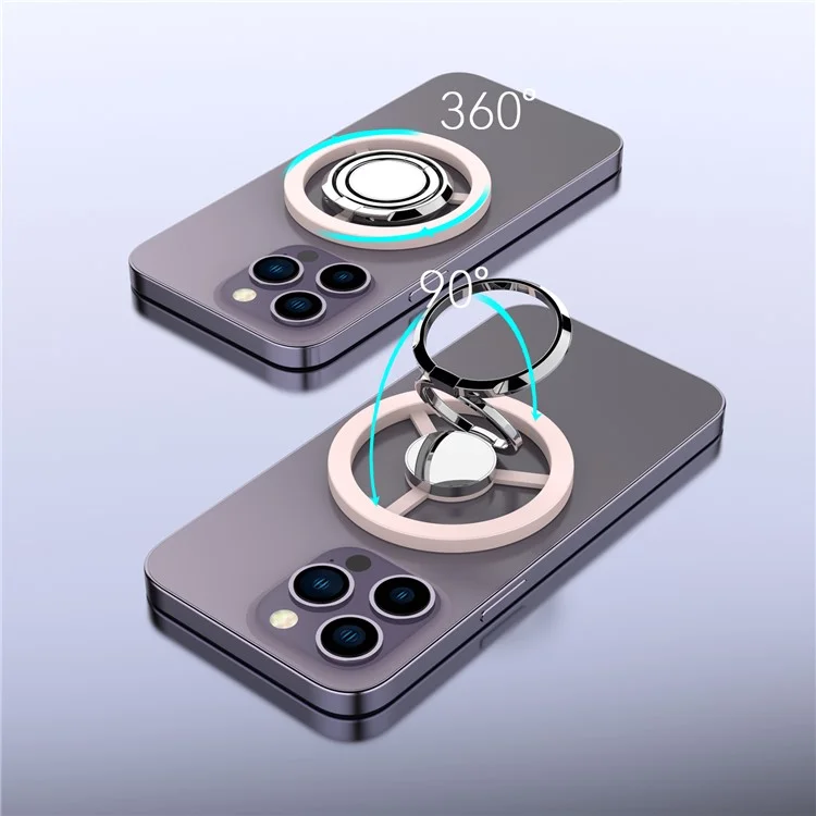 A561 Magnetic Phone Kickstand 360 Degree Rotation Foldable Phone Ring Holder - Pink