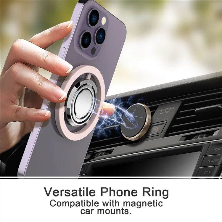 A561 Magnetic Phone Kickstand 360 Degree Rotation Foldable Phone Ring Holder - Pink