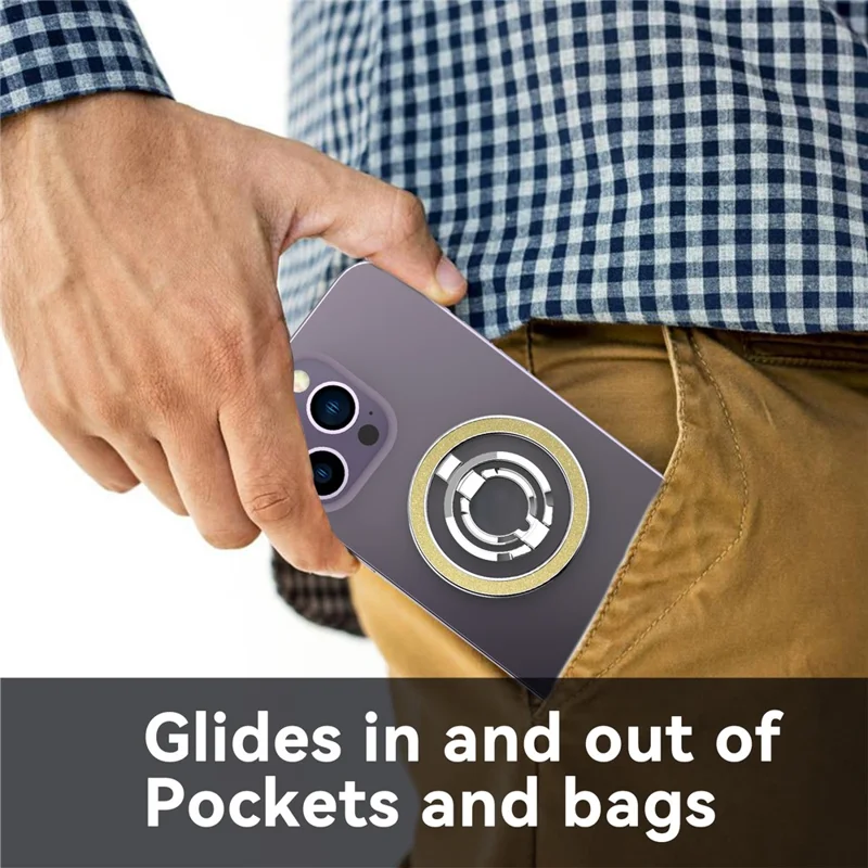 A699 Cell Phone Magnetic Ring Kickstand Smartphone Grip Stand Finger Ring Holder - Gold