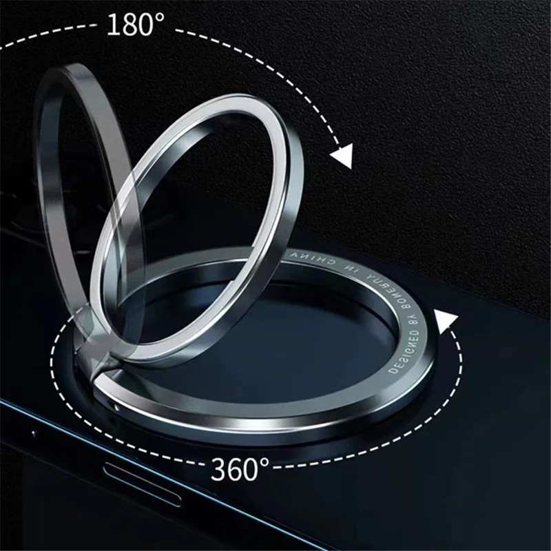 Magnetic Phone Back Ring Holder Kickstand Rotatable Alloy Finger Ring Grip Cellphone Stand - Silver