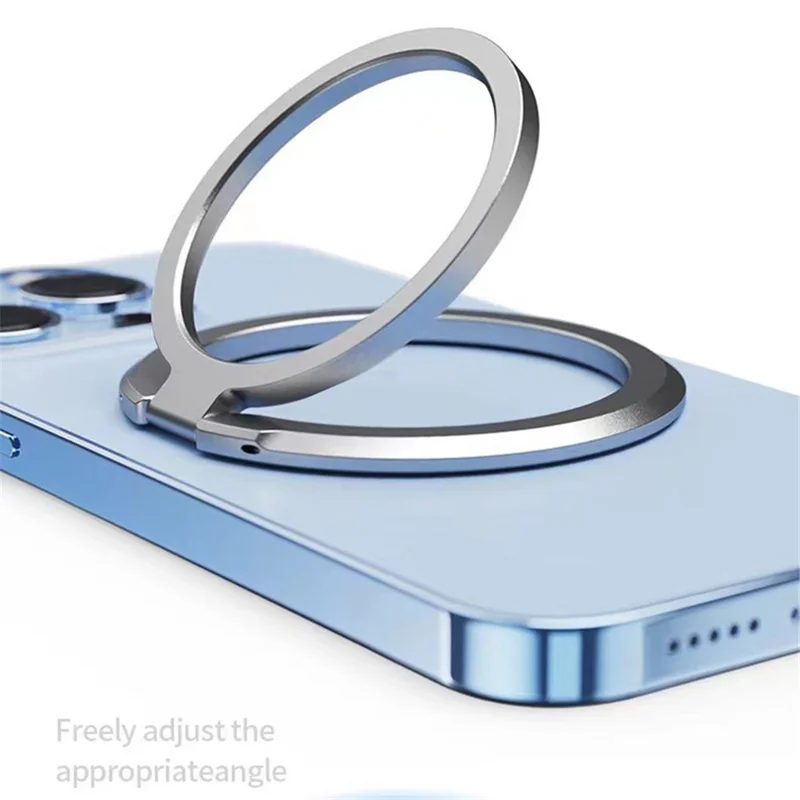Magnetic Phone Back Ring Holder Kickstand Rotatable Alloy Finger Ring Grip Cellphone Stand - Silver