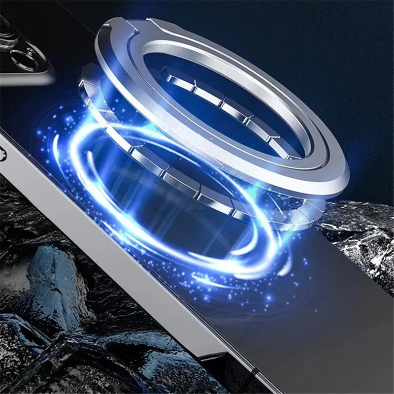 Magnetic Phone Back Ring Holder Kickstand Rotatable Alloy Finger Ring Grip Cellphone Stand - Silver