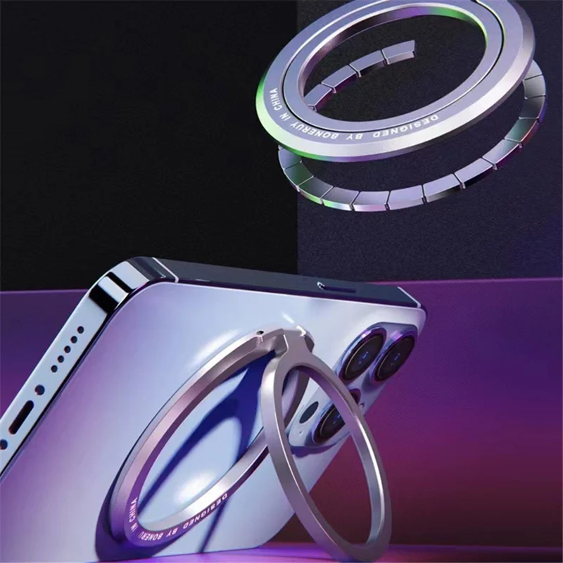 Magnetic Phone Back Ring Holder Kickstand Rotatable Alloy Finger Ring Grip Cellphone Stand - Silver