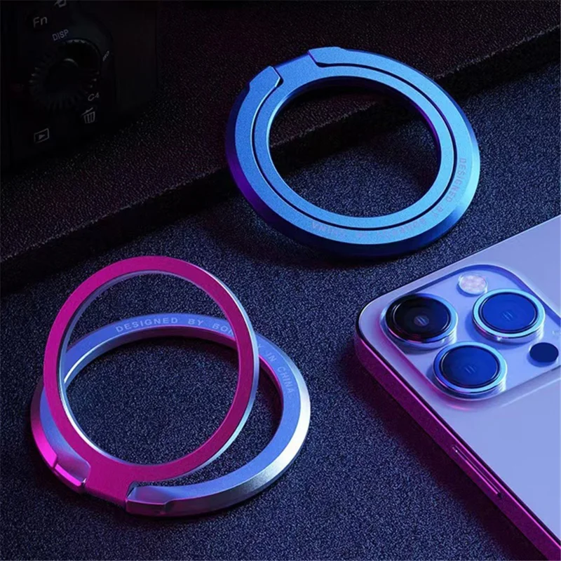 Magnetic Phone Back Ring Holder Kickstand Rotatable Alloy Finger Ring Grip Cellphone Stand - Silver