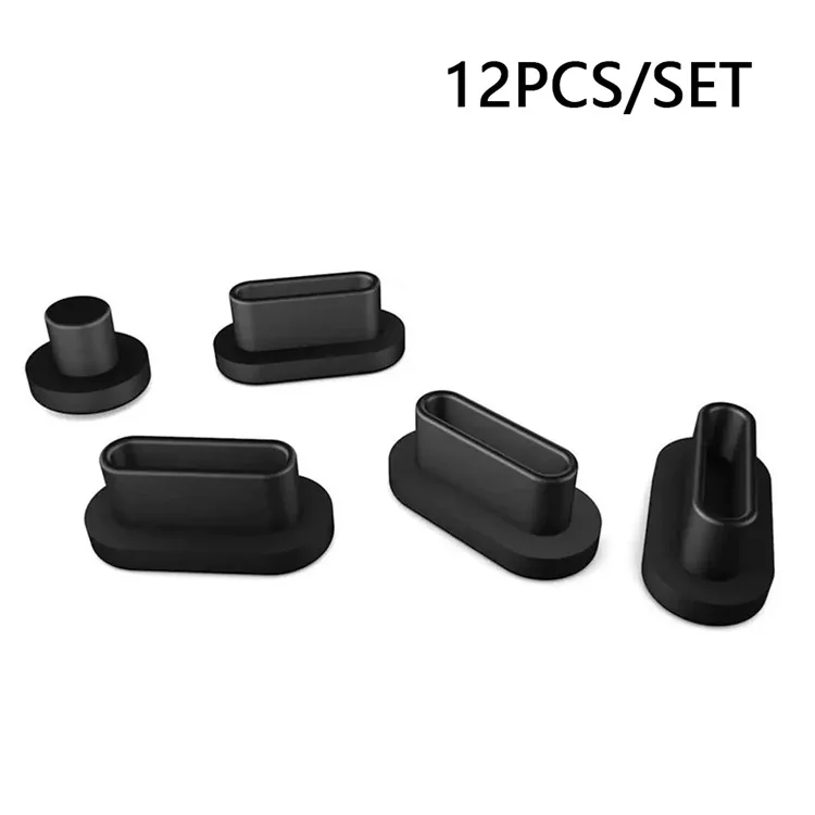 Para Macbook Air / Macbook Air com Retina Display 12Pcs / Set Soft Silicone Dust Plug Laptop Interface Protective Caps - Preto