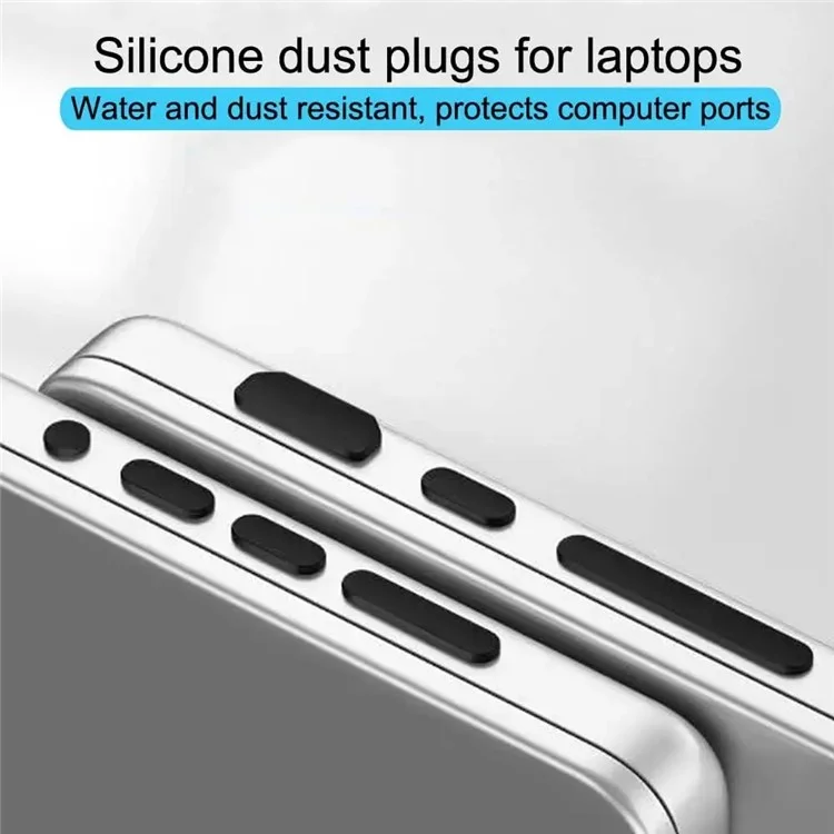 Para Macbook Air / Macbook Air com Retina Display 12Pcs / Set Soft Silicone Dust Plug Laptop Interface Protective Caps - Preto