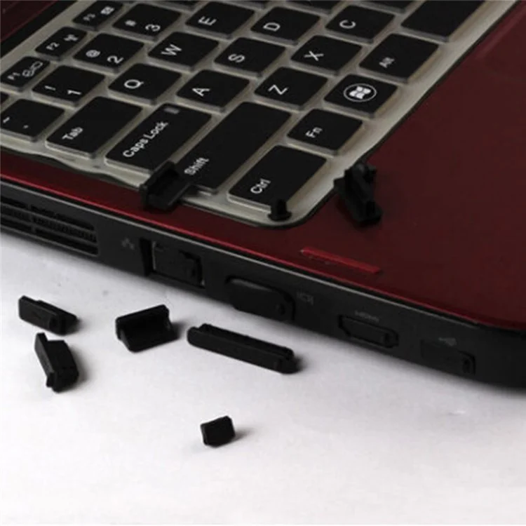 Para Macbook Air / Macbook Air com Retina Display 12Pcs / Set Soft Silicone Dust Plug Laptop Interface Protective Caps - Preto