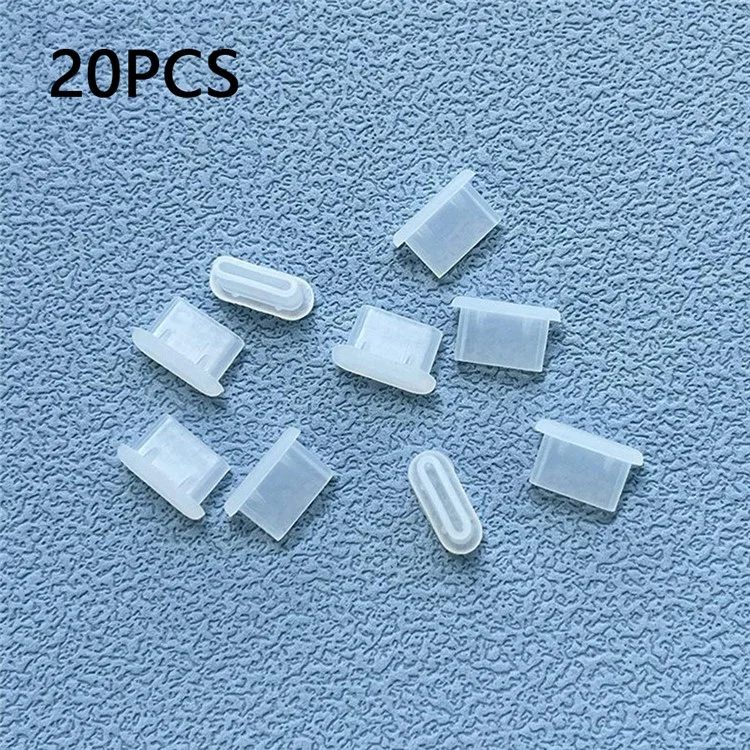20PCS Silicone Type-C Charging Port Cover USB-C Dust Plug Cell Phone Power Port Protector - Transparent