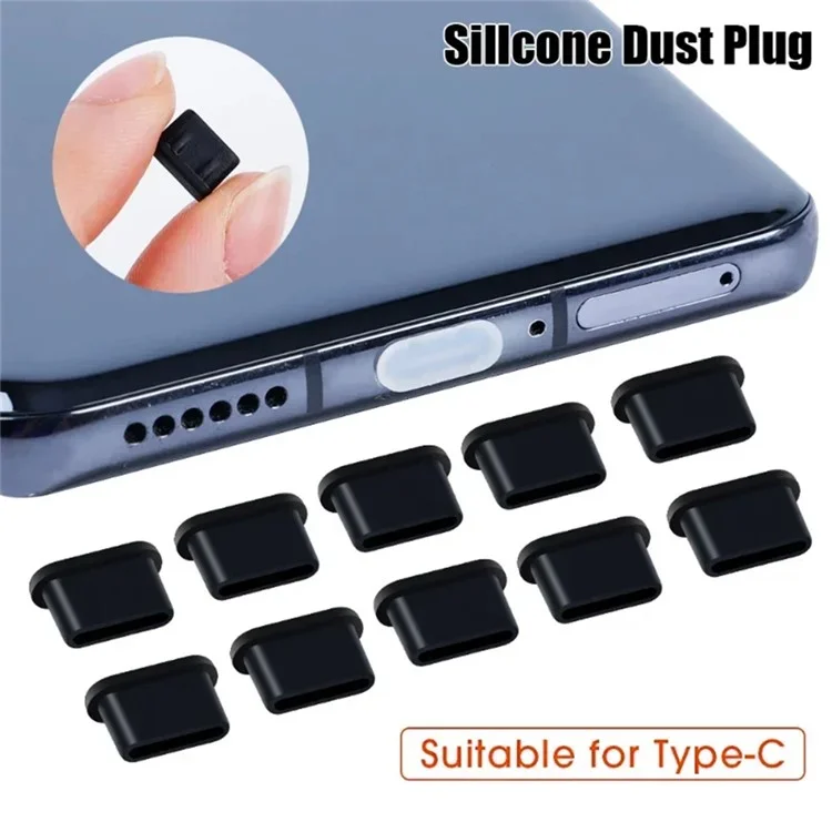 20PCS Silicone Type-C Charging Port Cover USB-C Dust Plug Cell Phone Power Port Protector - Transparent