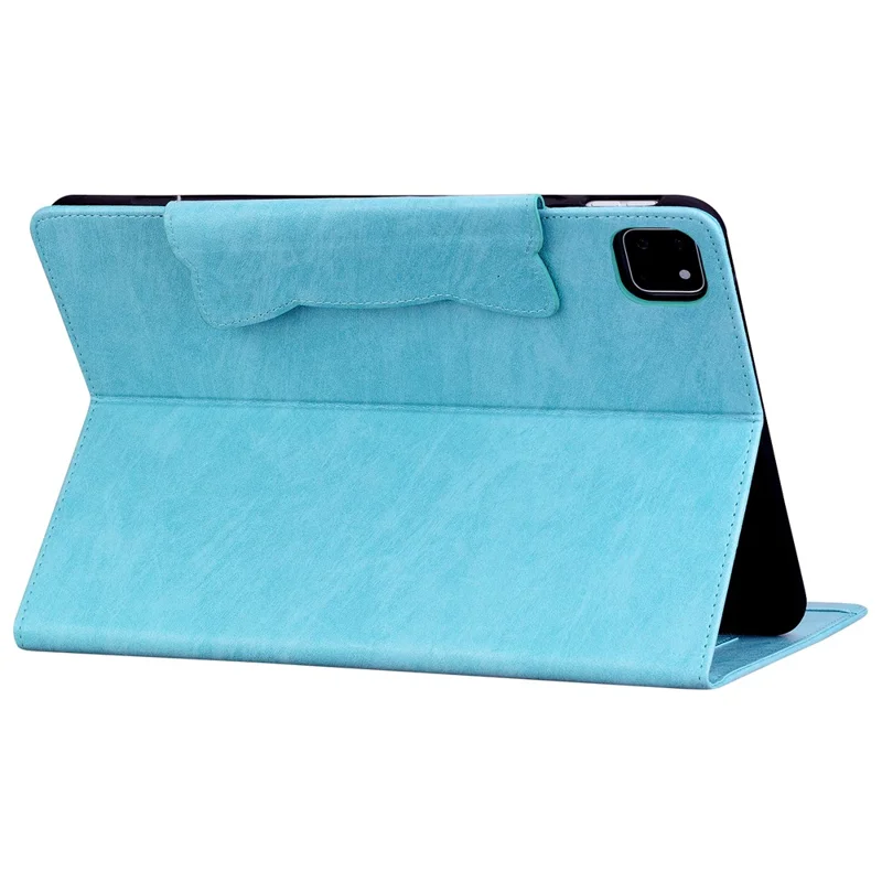For iPad Pro 13 (2025) / 13 (2024) Case PU Leather Card Slots Tablet Cover Cat-Shaped Magnetic Clasp - Sky Blue