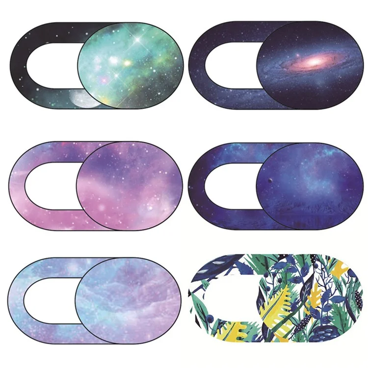 5Pcs / Set Starry Sky Pattern + 1Pc Floral Pattern Webcam Cover Anti-spy Laptop Tablet Camera Slider Privacy Protection Sticker