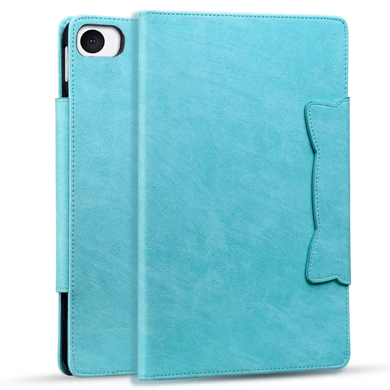 For iPad mini / mini 2 / mini 3 / mini 4 / mini (2019) 7.9 inch Case Cat-Shaped Magnetic Clasp Leather Business Cover - Sky Blue