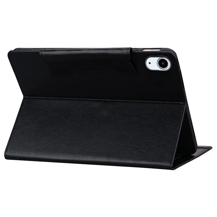 For iPad (2025) / 10.9 (2022) Case Leather Business Folio Tablet Cover Cute Cat-Shaped Magnetic Clasp - Black