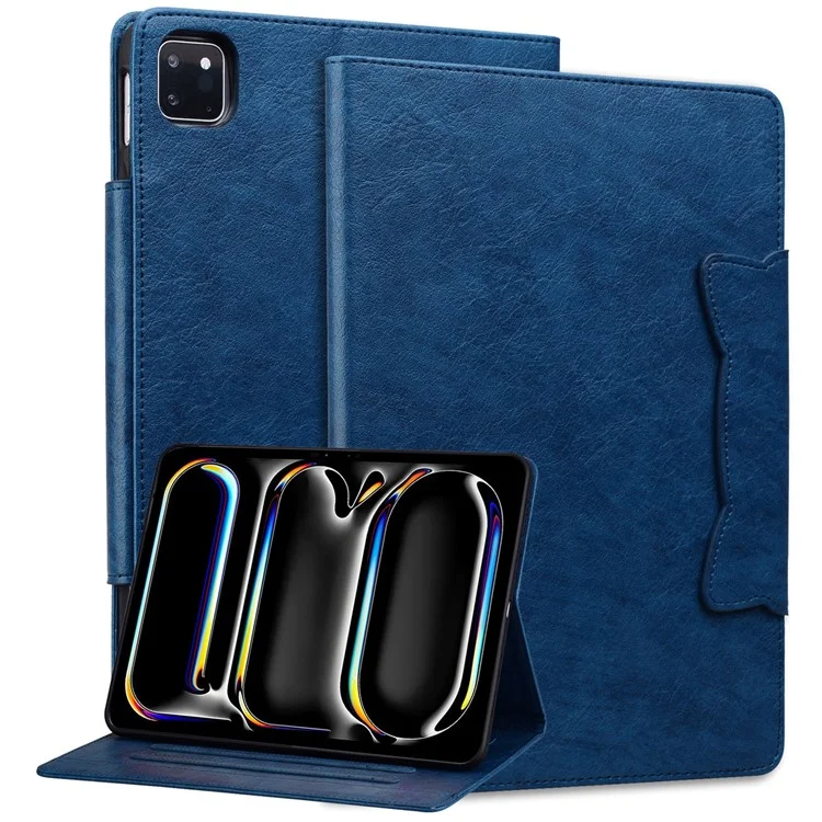 Para iPad Pro 12.9 pulgadas (2018) / (2020) / (2021) / (2022) / iPad Air 13 (2024) Funda Ranura para Tarjeta Cubierta de Cuero Empresarial para Tableta - Azul