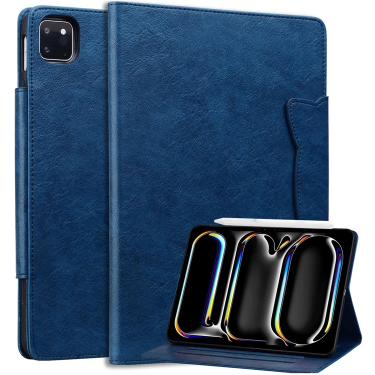 Para iPad Pro 12.9 pulgadas (2018) / (2020) / (2021) / (2022) / iPad Air 13 (2024) Funda Ranura para Tarjeta Cubierta de Cuero Empresarial para Tableta - Azul