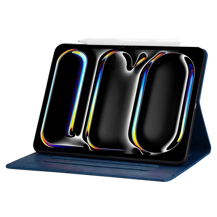 Para iPad Pro 12.9 pulgadas (2018) / (2020) / (2021) / (2022) / iPad Air 13 (2024) Funda Ranura para Tarjeta Cubierta de Cuero Empresarial para Tableta - Azul