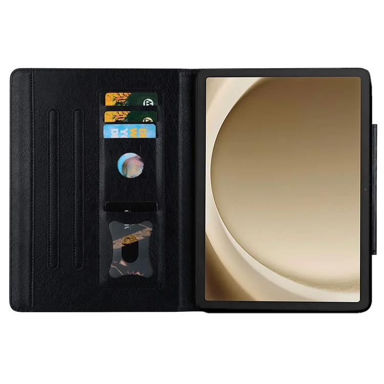 Für Samsung Galaxy Tab A9	X110 X115 Stand Case PU-Leder Tablet-Hülle mit magnetischem Verschluss - Schwarz