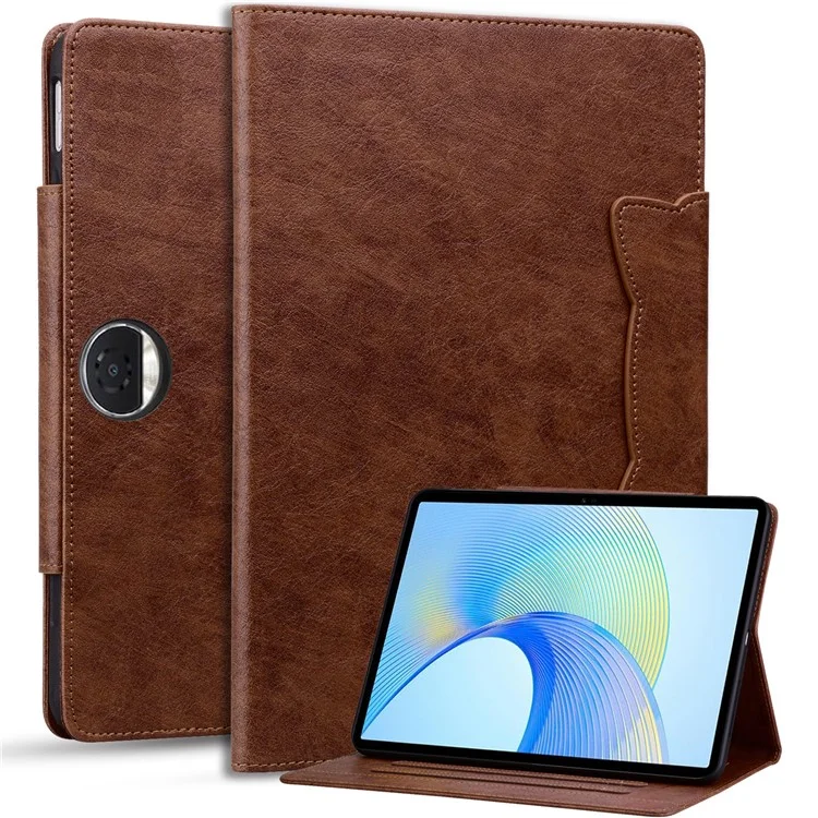 For Honor Pad 9 Protective Case PU Leather Stand Tablet Cover with Magnetic Clasp - Brown