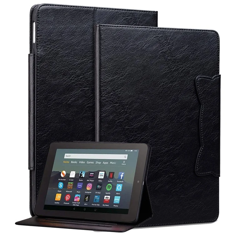 Pour Amazon Fire HD 8 (2020) / HD 8 (2022) Étui en cuir PU Support Tablette Couverture avec porte-cartes - Noir