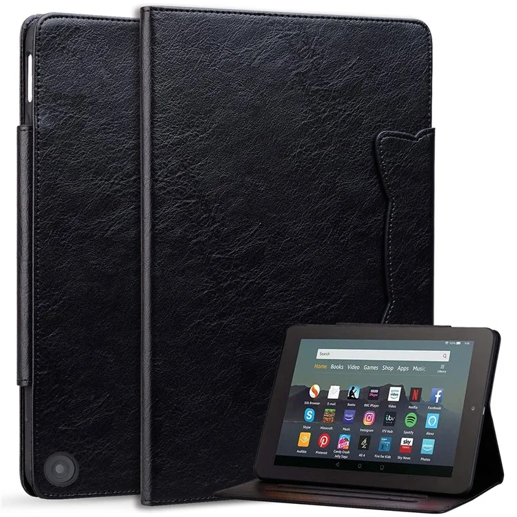 Pour Amazon Fire HD 8 (2020) / HD 8 (2022) Étui en cuir PU Support Tablette Couverture avec porte-cartes - Noir