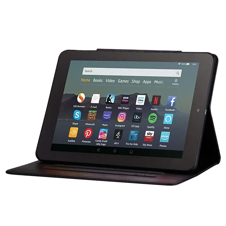 Pour Amazon Fire HD 8 (2020) / HD 8 (2022) Étui en cuir PU Support Tablette Couverture avec porte-cartes - Noir