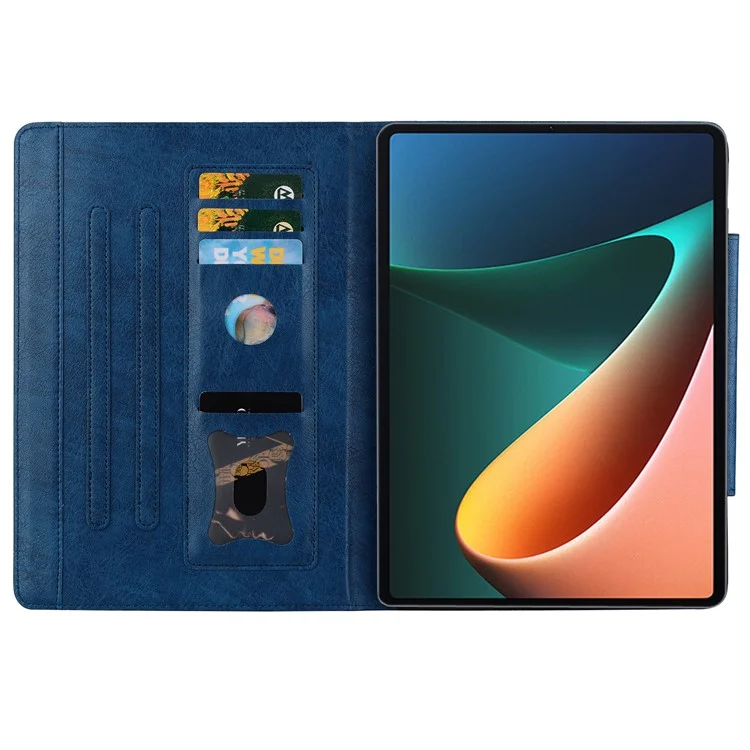 Para Xiaomi Pad 5 / 5 Pro Capa Suporte para Cartão Capa de Couro PU com Suporte - Azul