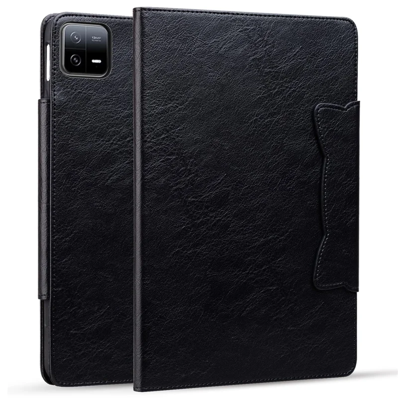 For Xiaomi Pad 6 / 6 Pro Stand Case PU Leather Tablet Cover with Card Holder - Black