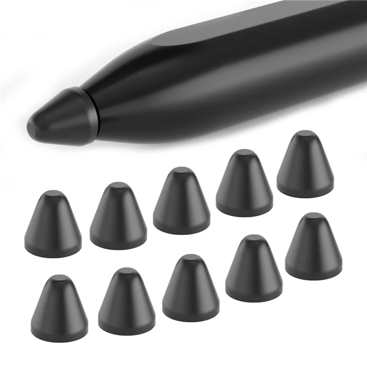 For Xiaomi Smart Pen 10Pcs Soft Silicone Pen Tip Cover Touch Screen Stylus Pen Nib Sleeve - Black