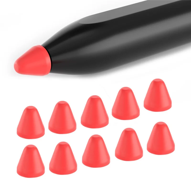 For Xiaomi Smart Pen 10Pcs Soft Silicone Pen Tip Cover Touch Screen Stylus Pen Nib Sleeve - Red